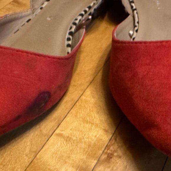 Red Pointed Toe Flats w/ Leopard Print Back. Business in front; party in back! - Picture 4 of 6